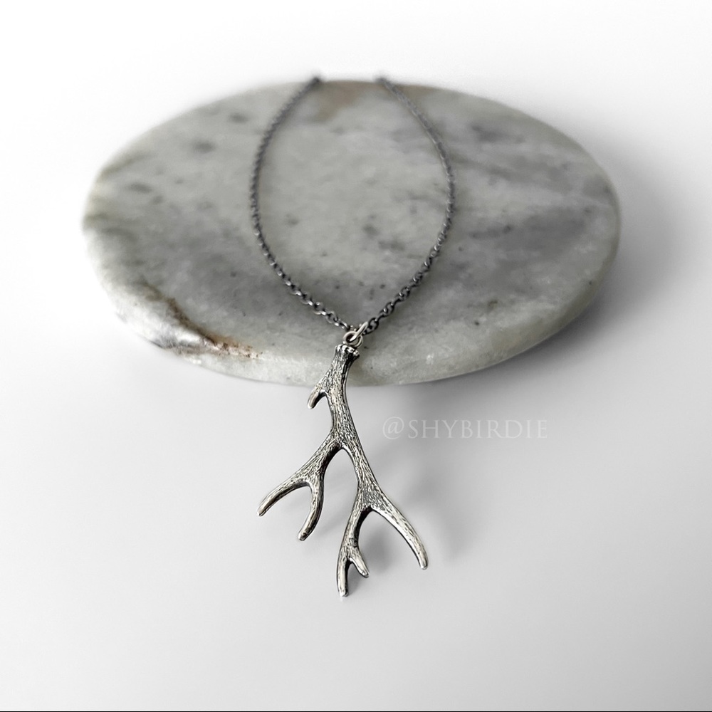 NEW Artisan Antler Sterling Silver Pendant Necklace